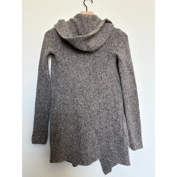 Theory Wool Cashmere Hooded Cardigan Coat Granite Speckled Knit Large Cabincore - Picture 2 of 8